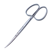 Precision Curved Strabismus Scissors, Ribbon Style Ring Handle, Polished Finish On Rounded Blades, Blunt Tips, 29mm Mid Screw To Tip, And Overall Length Of 4 1/4" (109mm)  